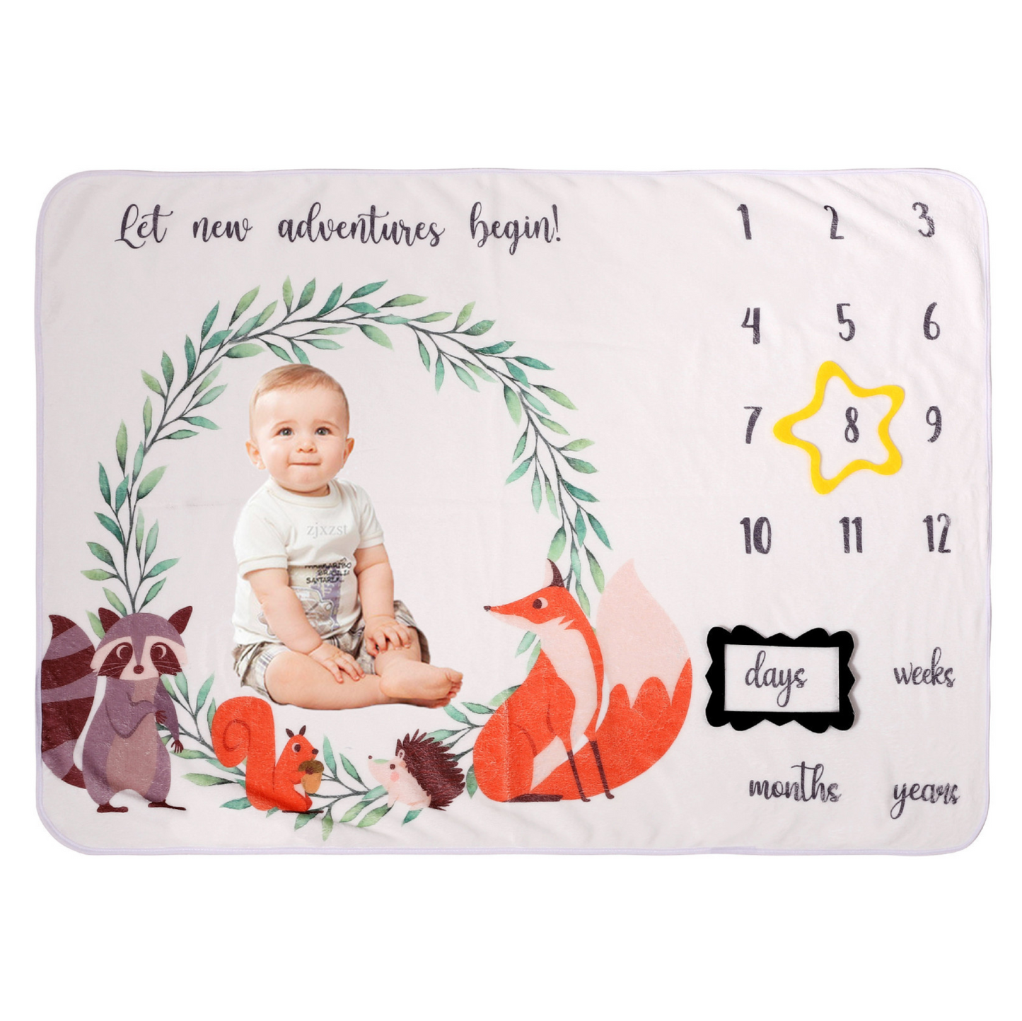 Manta de Conteo de Meses para niña/niño - Diseño de animales
