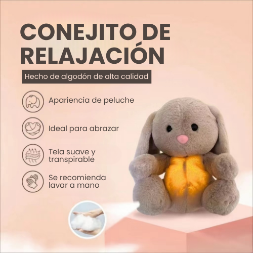 Peluche sensorial de conejito con luz y latidos