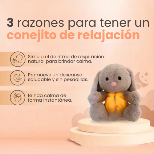 Peluche sensorial de conejito con luz y latidos
