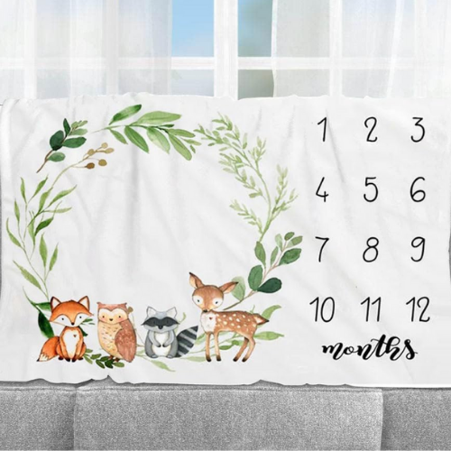 Manta de Conteo de Meses para niña/niño - Diseño de animales
