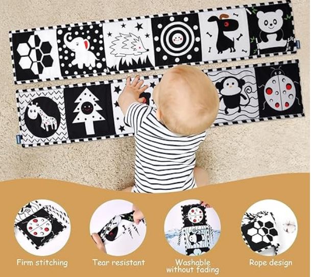 Libro Sensorial en Blanco y Negro para Bebé
