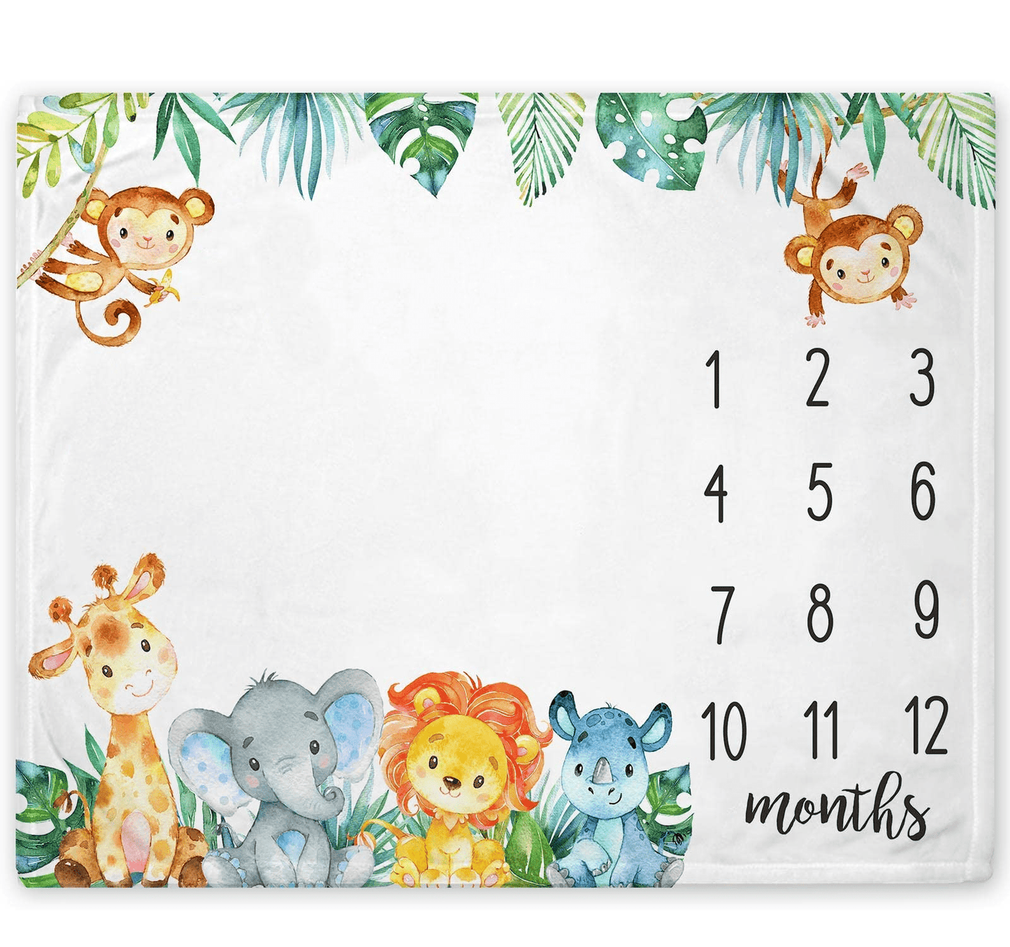 Manta de Conteo de Meses para niña/niño - Diseño de animales - Evango Bebes SV