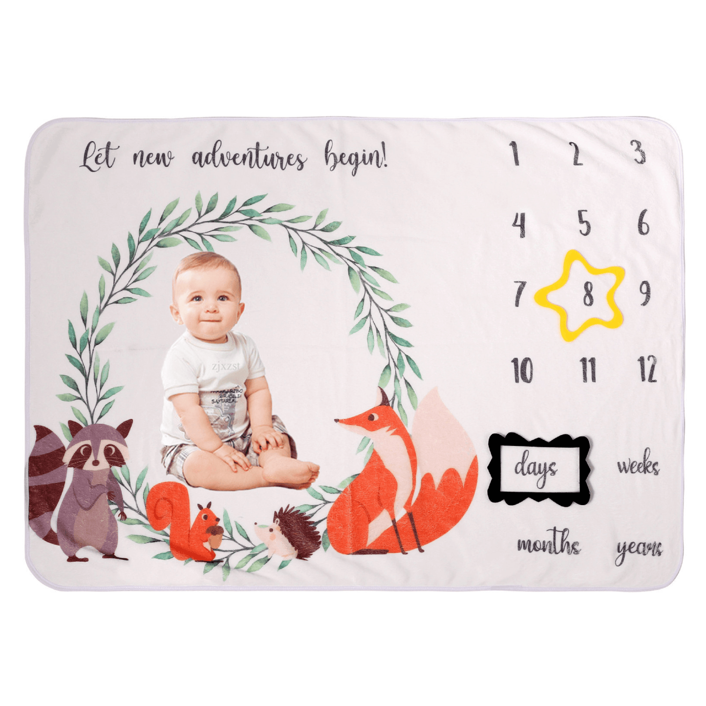 Manta de Conteo de Meses para niña/niño - Diseño de animales - Evango Bebes SV