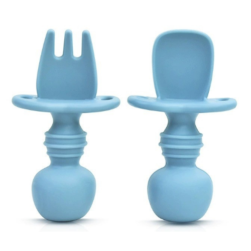 2 Pack - Set de Tenedor y Cuchara de Silicona Antiahogo