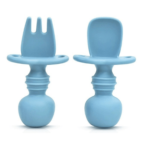 2 Pack - Set de Tenedor y Cuchara de Silicona Antiahogo - Evango Bebes SV