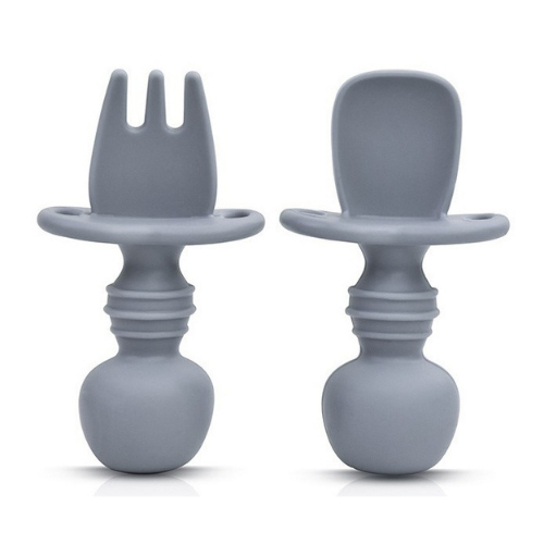 2 Pack - Set de Tenedor y Cuchara de Silicona Antiahogo