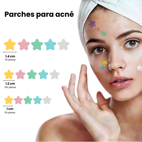 Parches faciales para espinillas en forma de estrella