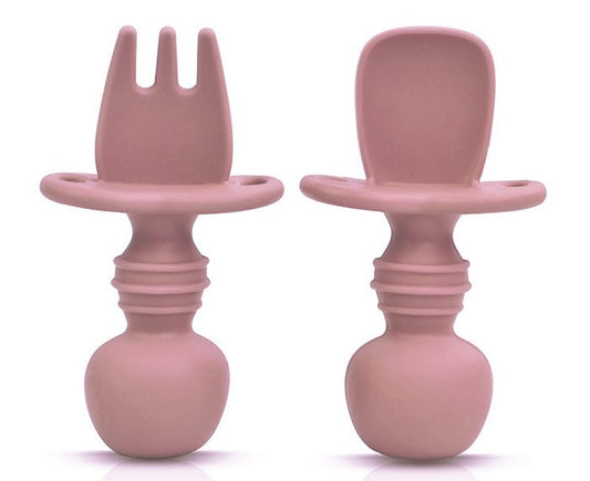 2 Pack - Set de Tenedor y Cuchara de Silicona Antiahogo