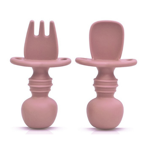 2 Pack - Set de Tenedor y Cuchara de Silicona Antiahogo