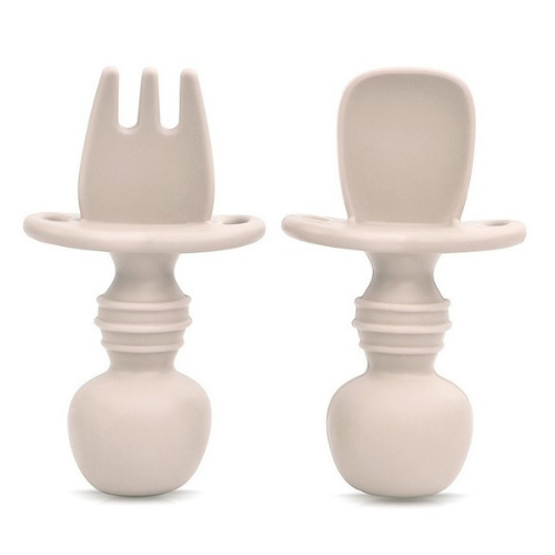2 Pack - Set de Tenedor y Cuchara de Silicona Antiahogo