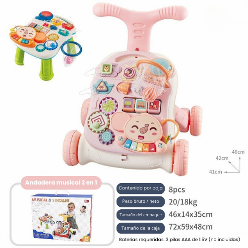Andadera musical con mesa de actividades 2 en 1 - Evango Bebes SV