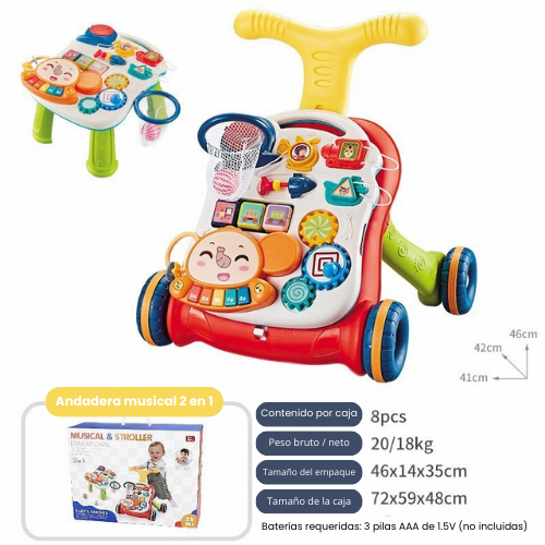 Andadera musical con mesa de actividades 2 en 1 - Evango Bebes SV