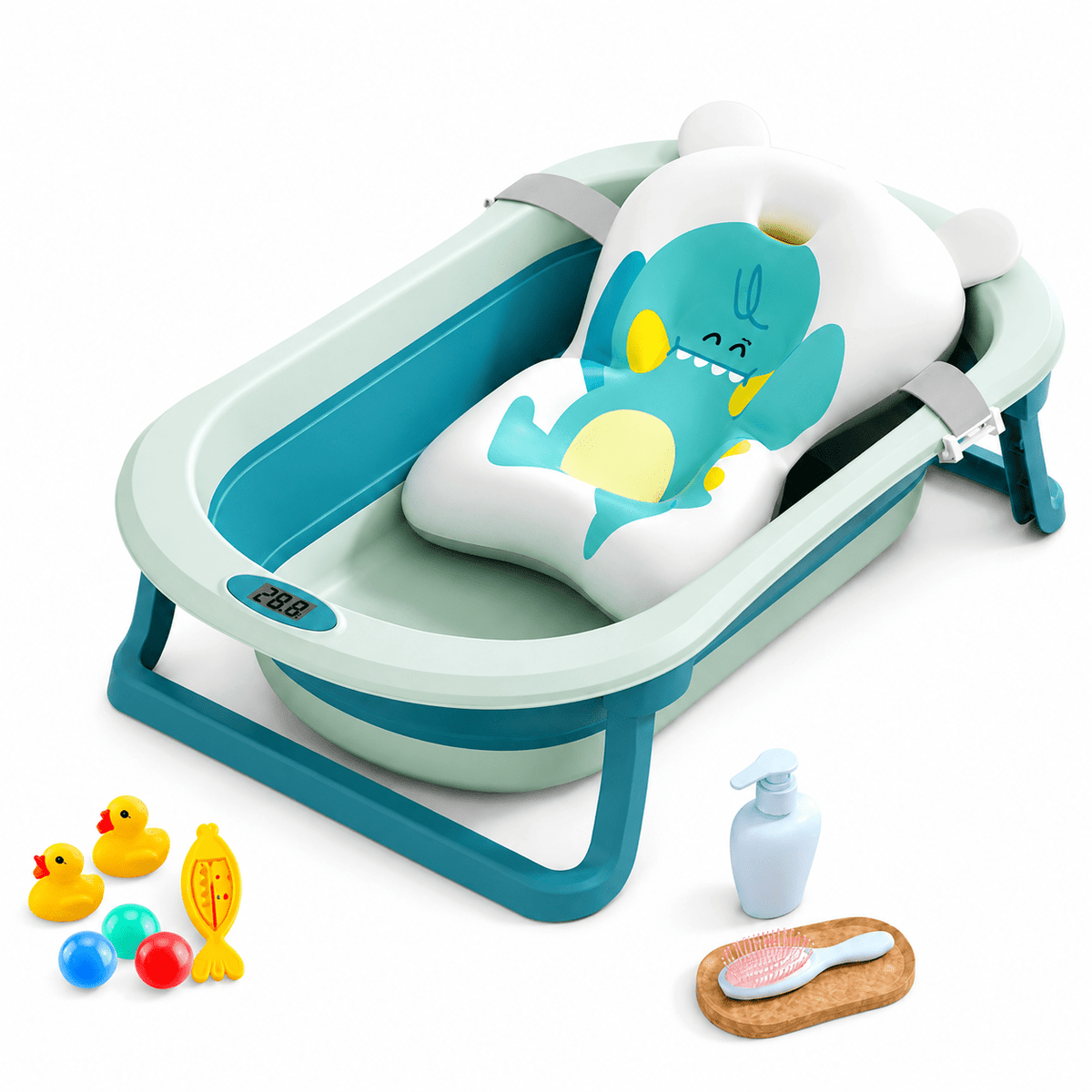 🛁 Bañera con termómetro y cojín antideslizante - Evango Bebes SV