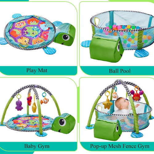 Gimnasio Interactivo para bebé con diseño de tortuga - Evango Bebes SV
