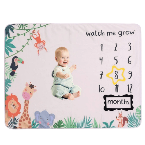 Manta de Conteo de Meses para niña/niño - Diseño de animales - Evango Bebes SV