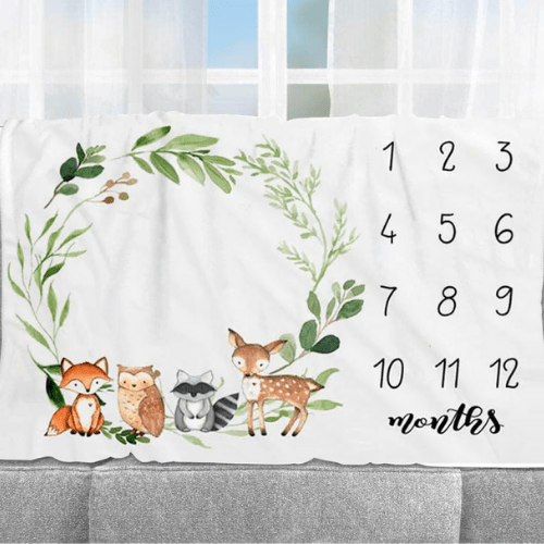 Manta de Conteo de Meses para niña/niño - Diseño de animales - Evango Bebes SV