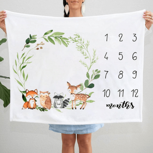 Manta de Conteo de Meses para niña/niño - Diseño de animales - Evango Bebes SV