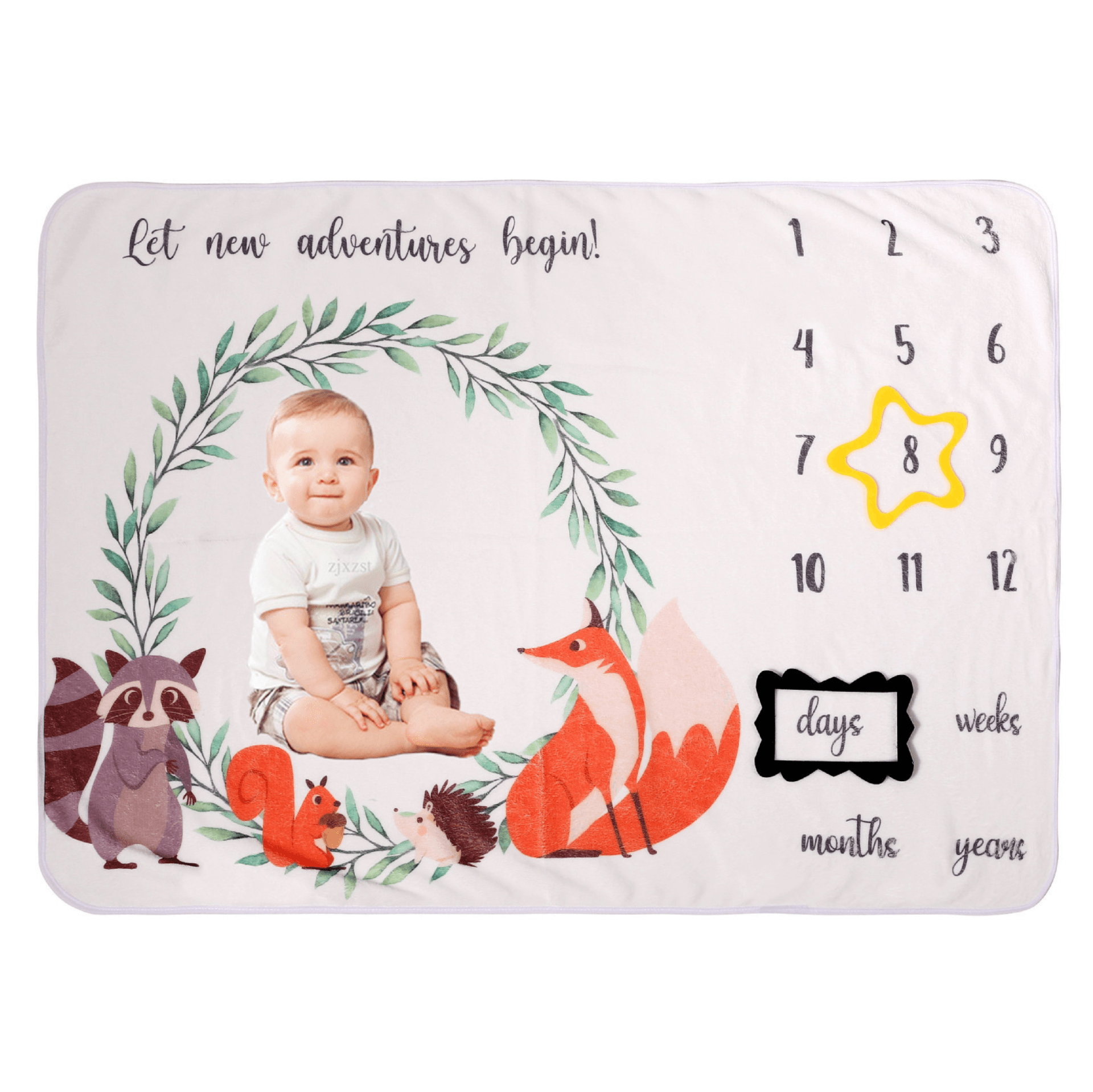 Manta de Conteo de Meses para niña/niño - Diseño de animales - Evango Bebes SV