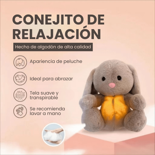 Peluche sensorial de conejito con luz y latidos - Evango Bebes SV