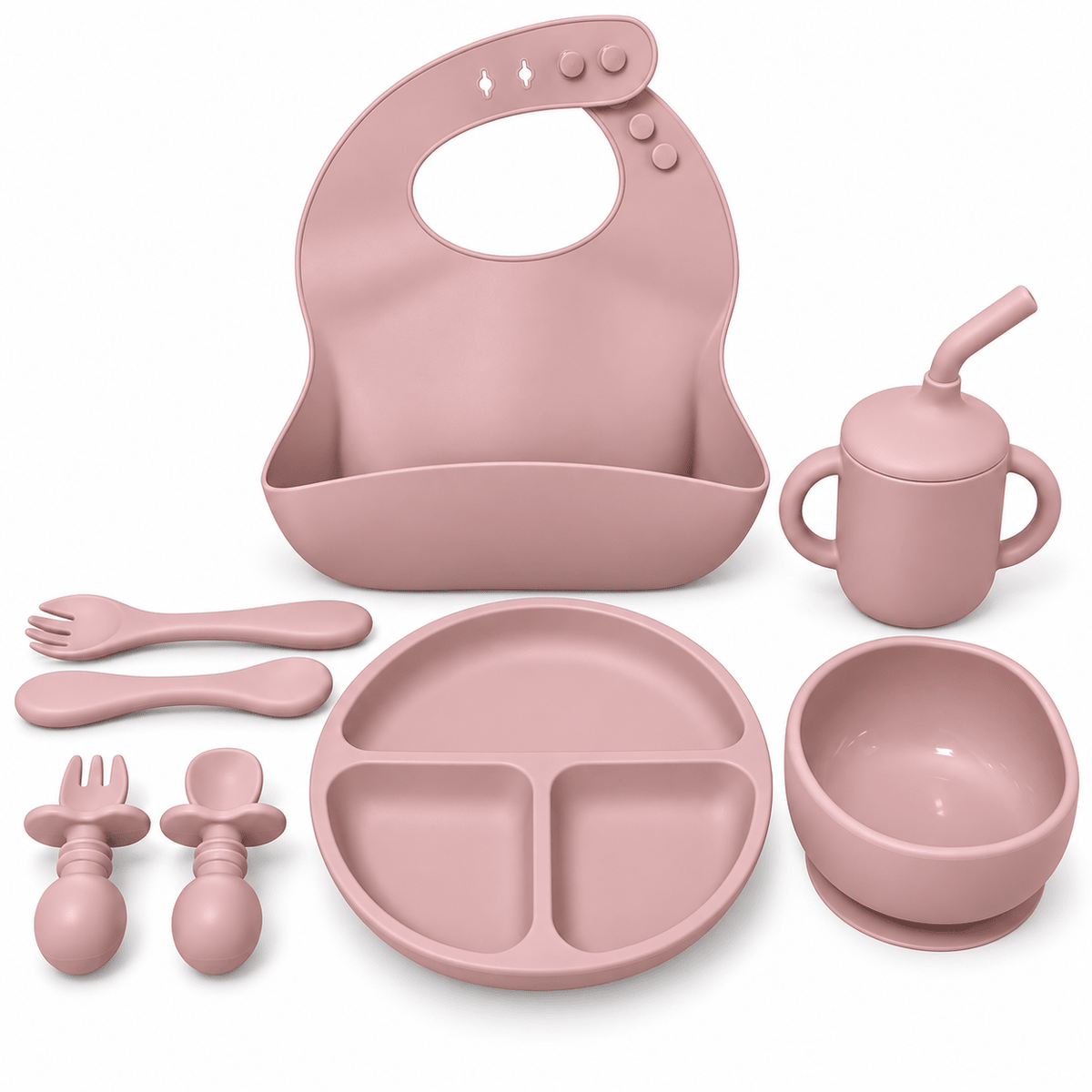 Set de Vajilla de Silicona – 8 Piezas - Evango Bebes SV