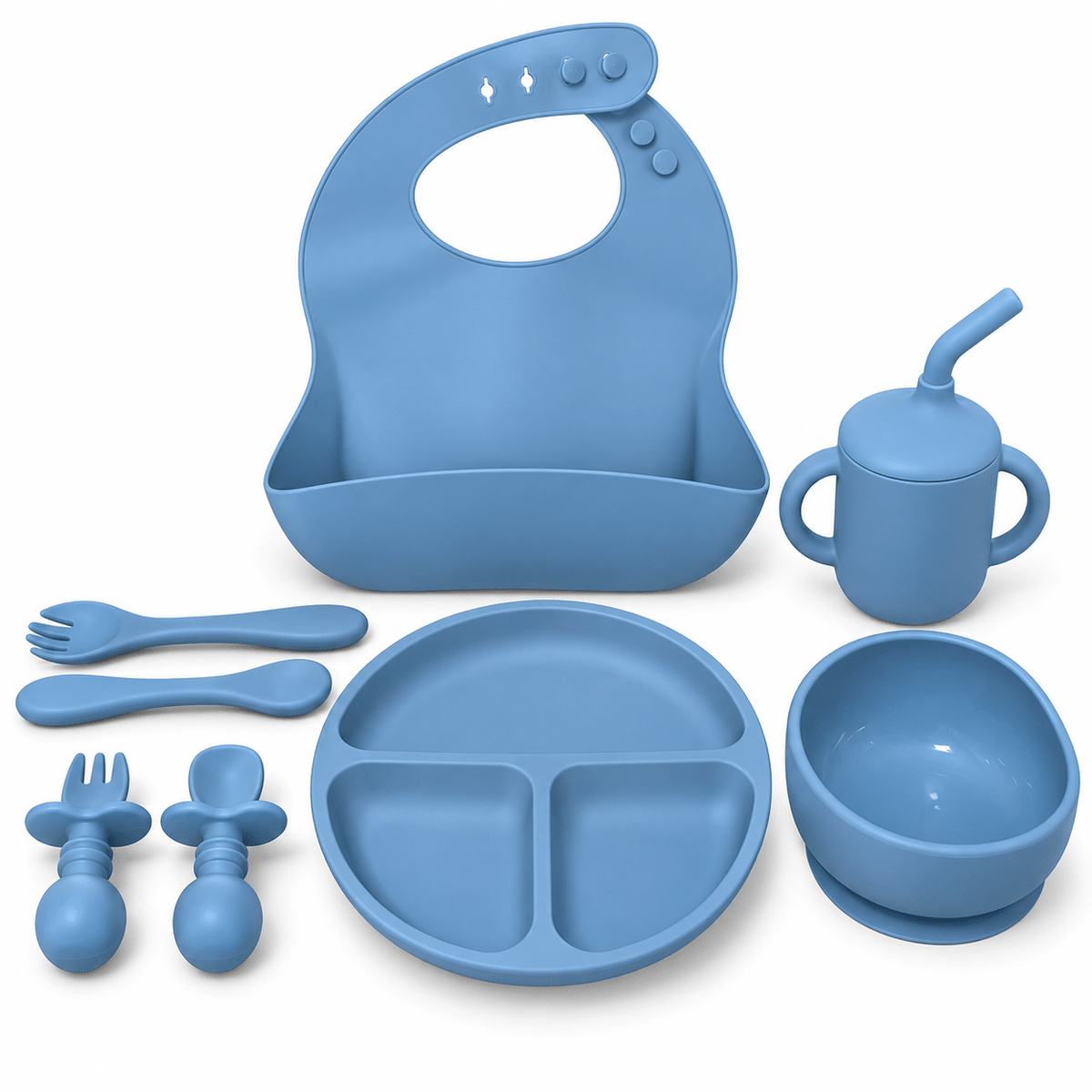 Set de Vajilla de Silicona – 8 Piezas - Evango Bebes SV