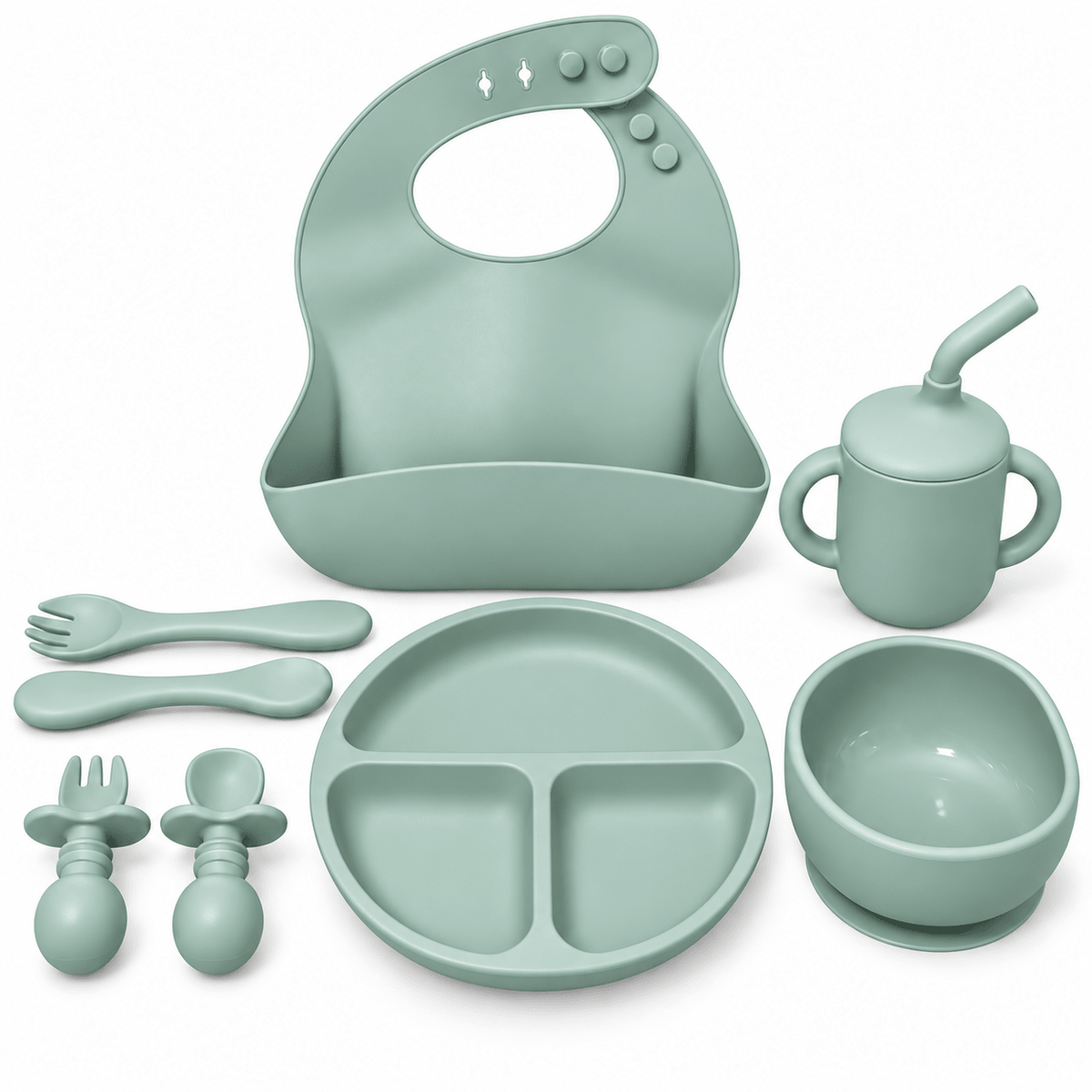 Set de Vajilla de Silicona – 8 Piezas - Evango Bebes SV