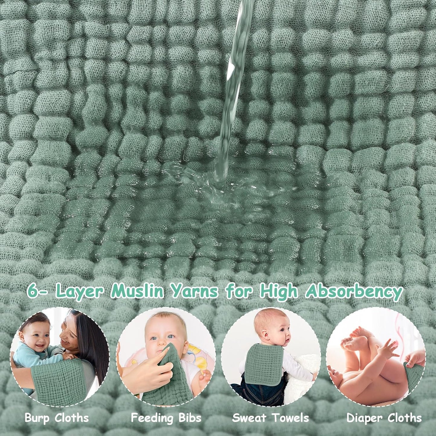 Toalla para Eructo para Bebé Verde - Evango Bebes SV
