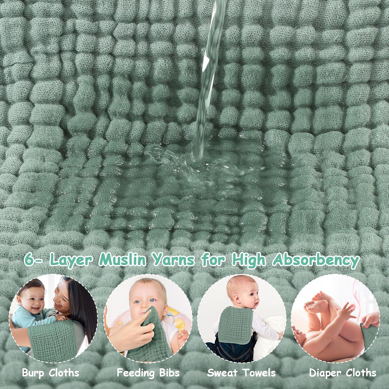 Toalla para Eructo para Bebé Verde - Evango Bebes SV