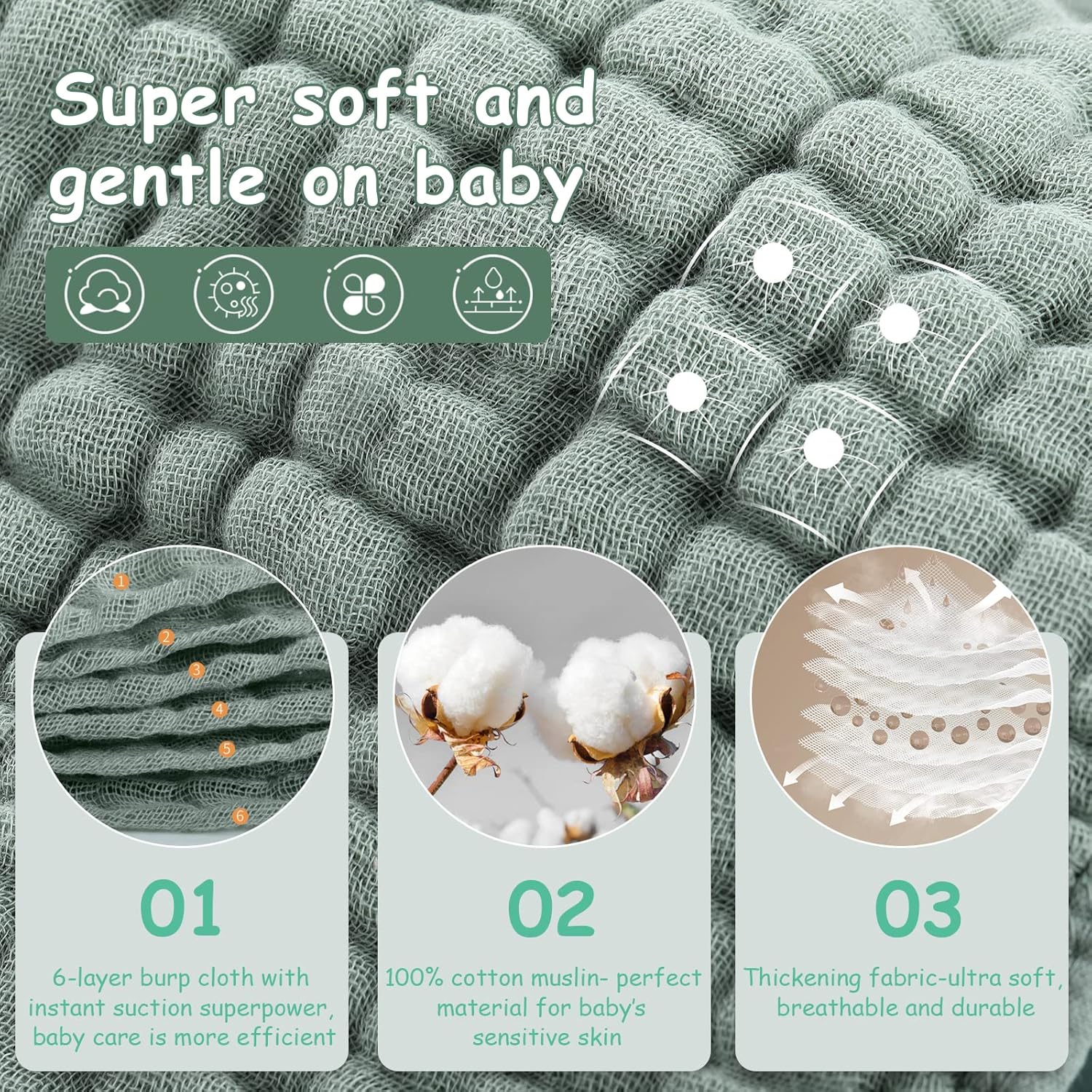 Toalla para Eructo para Bebé Verde - Evango Bebes SV